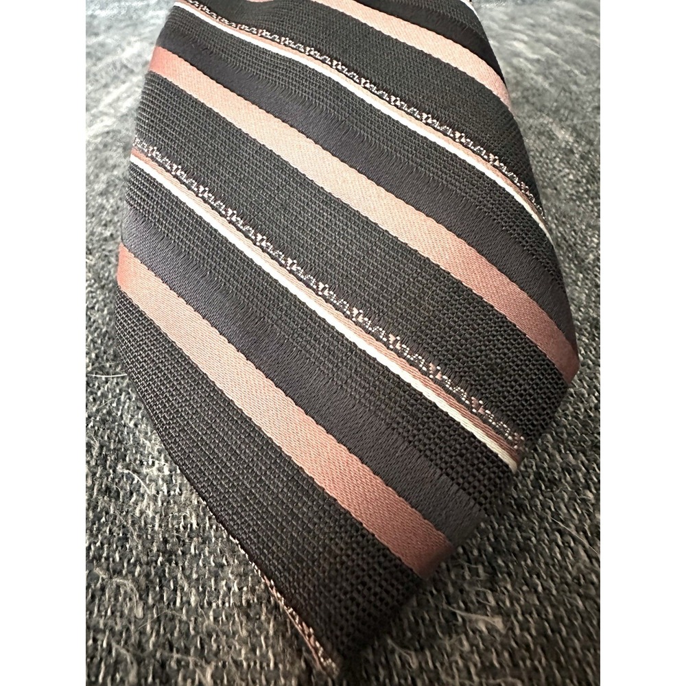 Ketch 3" Striped Mens Tie Necktie Pink Gray Vintage‎